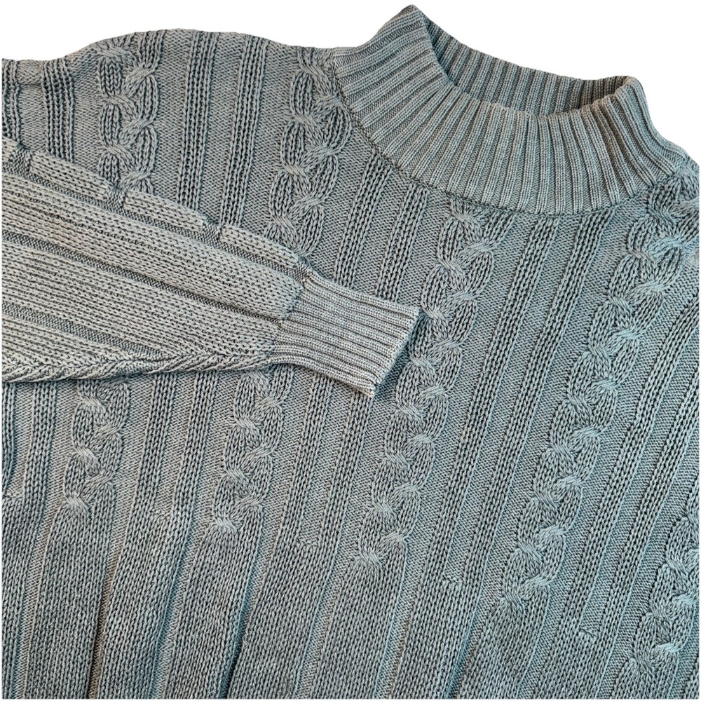 Vintage Henry Grethel Medium Green Cable Knit Sweater Mens XL Cotton Hand Framed